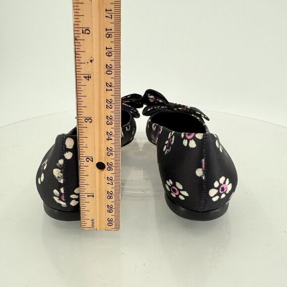Tory Burch Rosalind Ballet Flats Women's Size 5 Black Floral Satin Bow Pointed - Picture 7 of 16